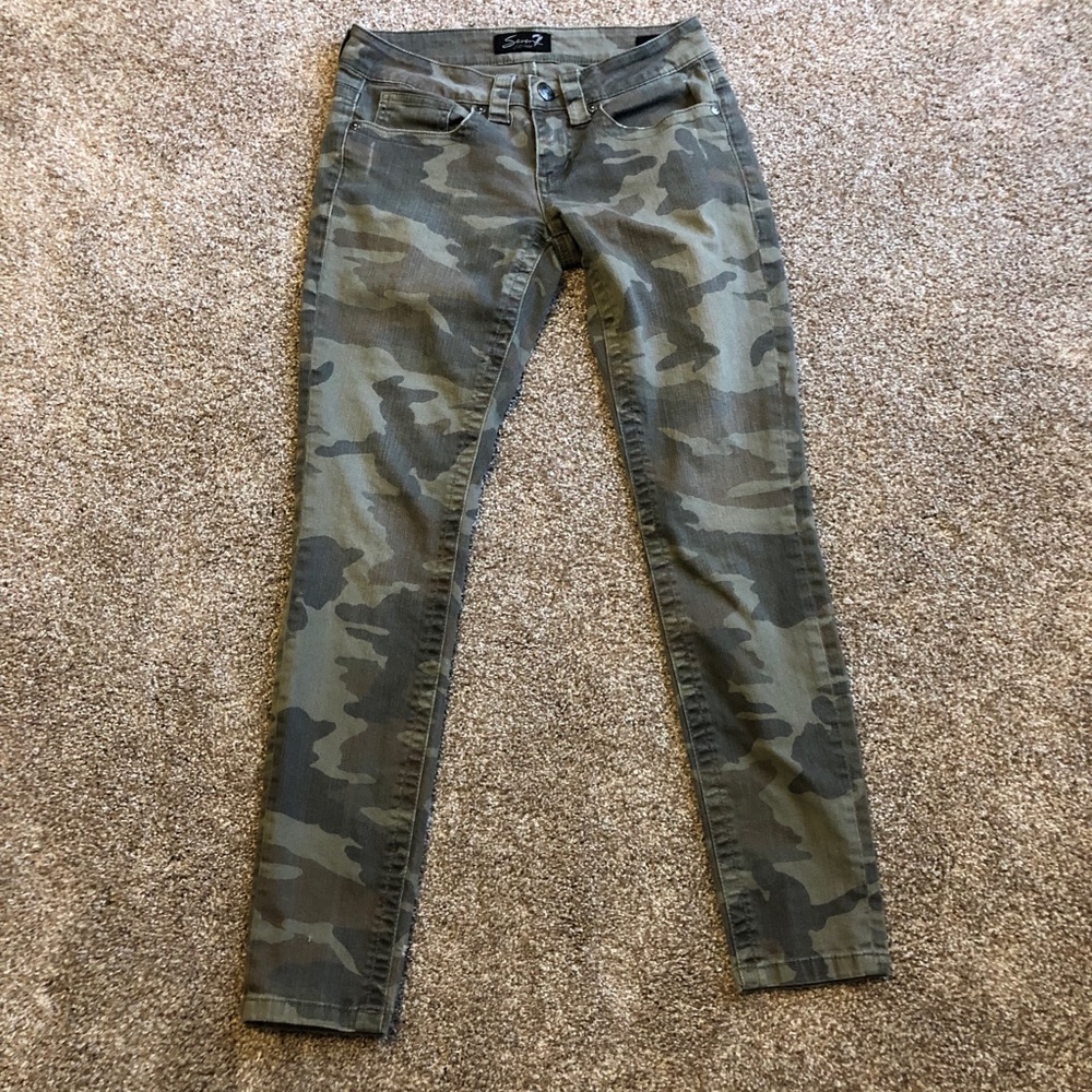 7 For All Mankind Low Rise Skinny Camo Jeans
